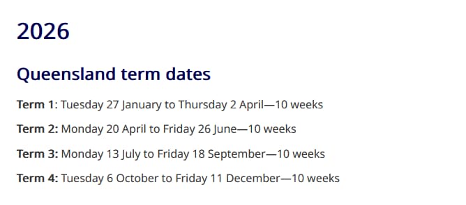 2026-Queensland Term Dates