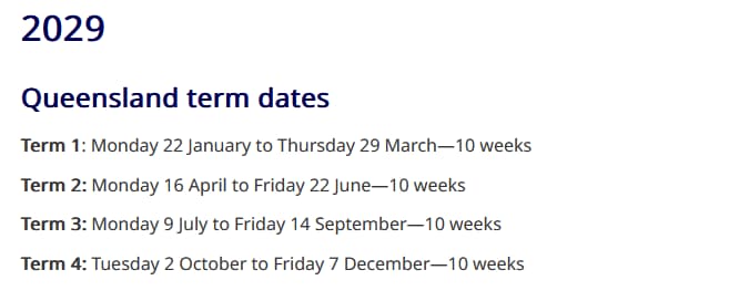 2029-Queensland Term Dates