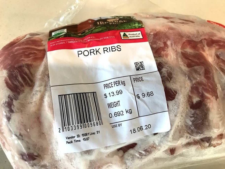 オーストラリアで売っているポークリブ用の豚肉