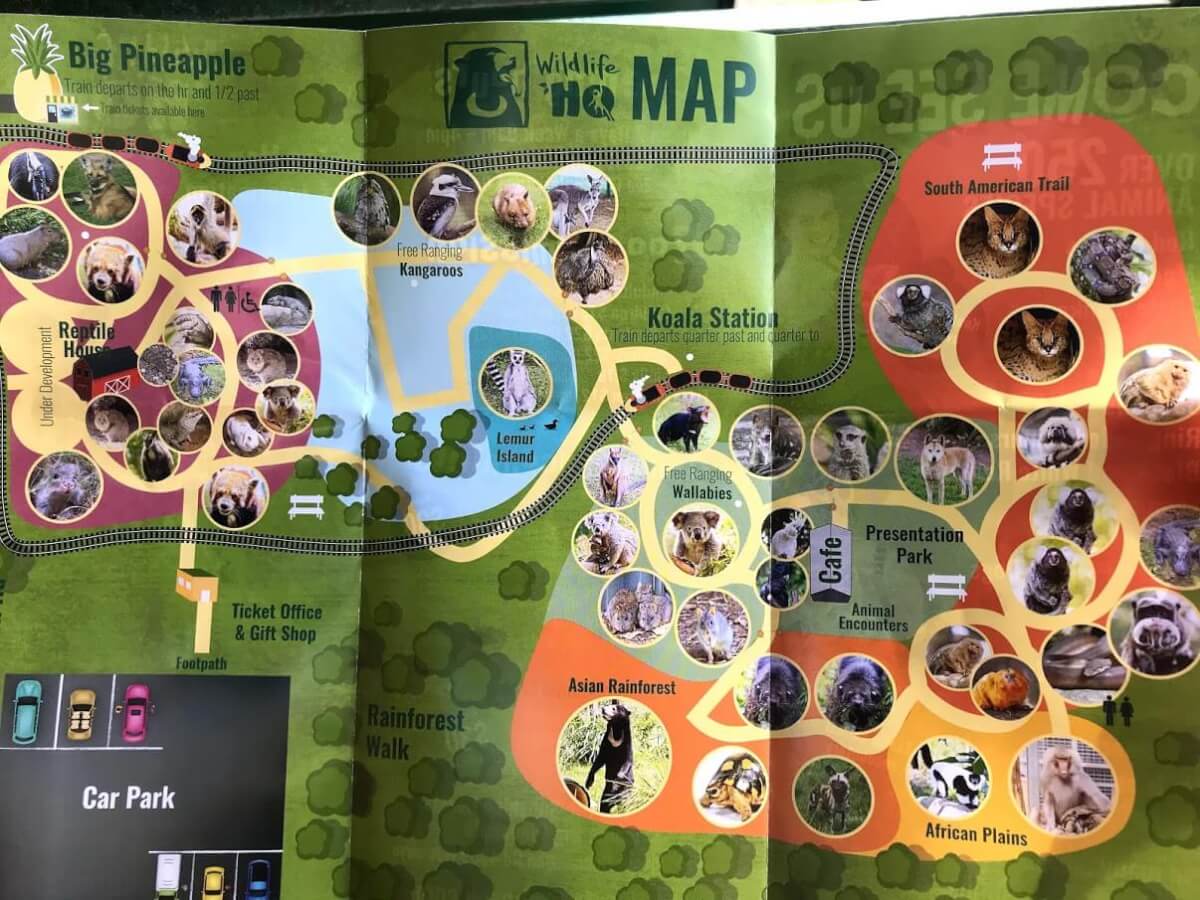サンシャインコーストの動物園『WILDLIFE HQ』の園内マップの画像