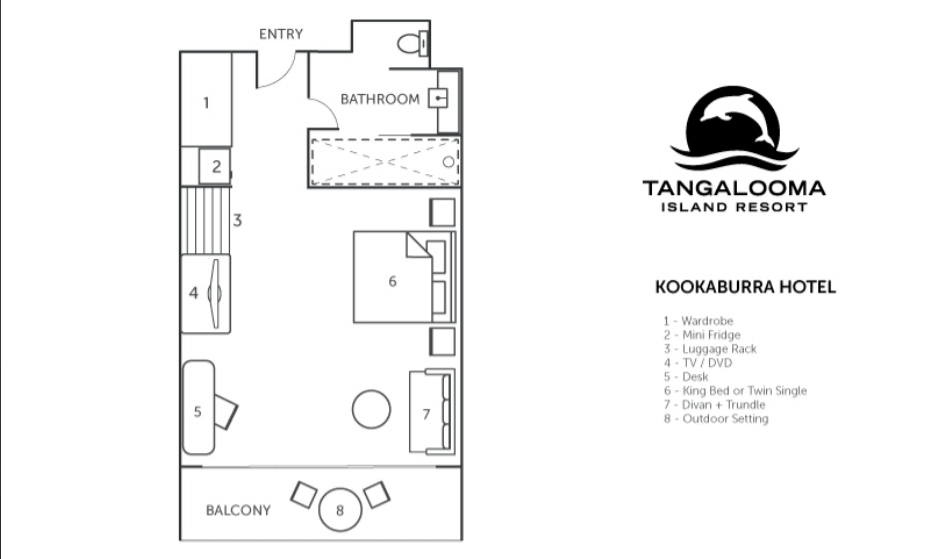 タンガルーマアイランドリゾート『ホテルデラックスルーム』の部屋の間取り図の写真
