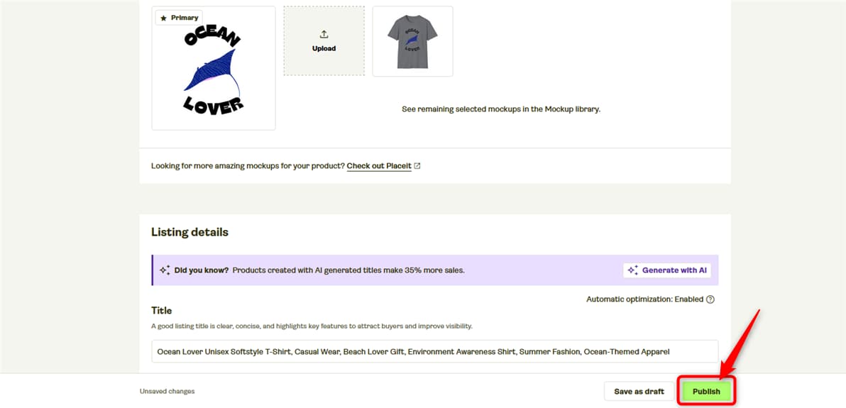 Printify Tシャツのデザイン・製作完了