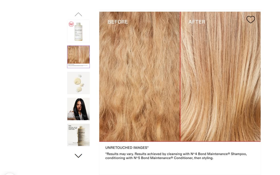 Olaplex No.4 で髪をシャンプーした時のビフォアー＆アフターで比較した髪