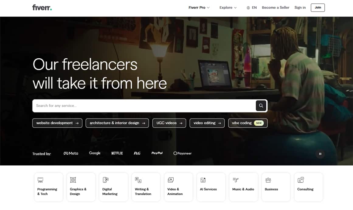 Fiverr ホームページ