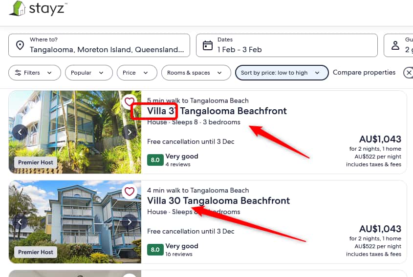 stayz-villa Tangalooma - high lighted