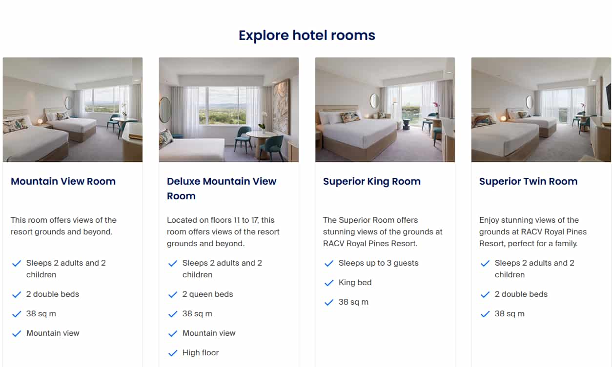 hotel rooms racv gold coast