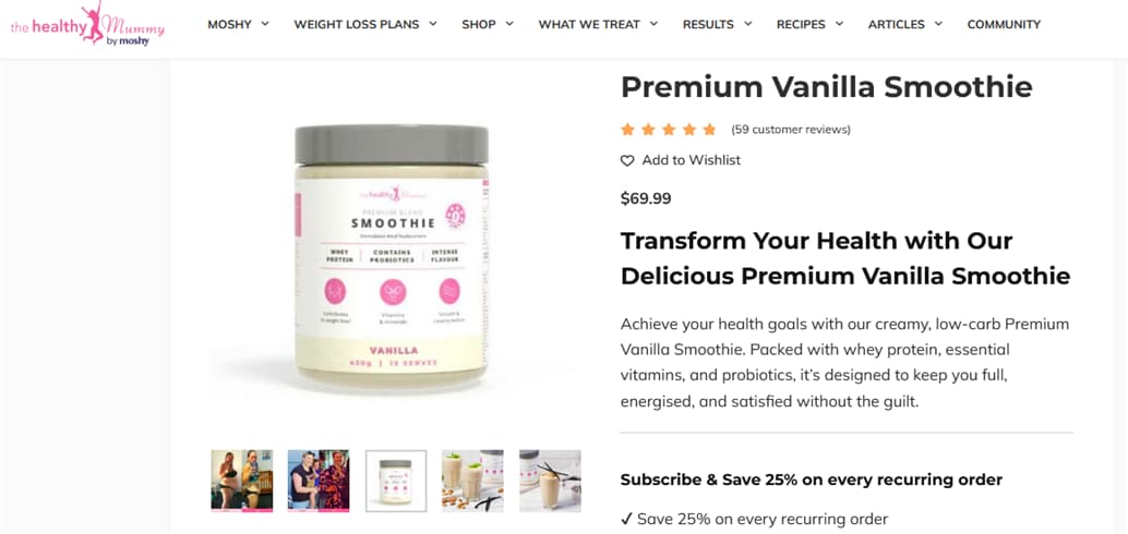 The Healthy Mummy Premium Smoothie Vanilla 450g